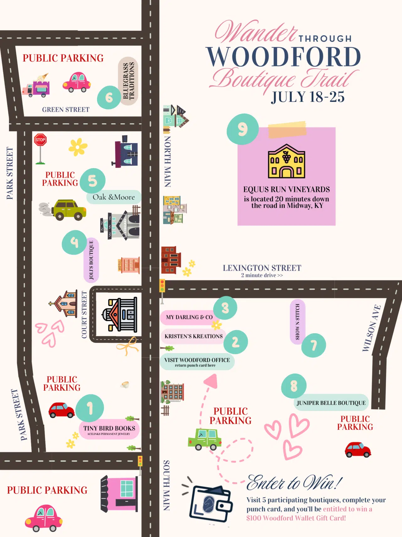 Map of the participating shops on the Boutique Trail
